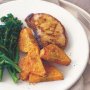 Glazed pork with ginger sweet potato & broccolini
