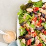 Greek-style salad with fetta and tomato dressing