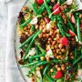 Green bean and radish salad with crunchy chickpea dukkah