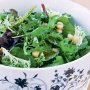 Green leaf salad with lime and macadamia dressing