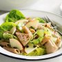 Grilled chicken with apple and celery pasta salad