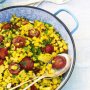 Grilled corn and chorizo salad