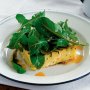 Grilled feta polenta with rocket and chilli oil