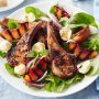 Grilled lamb and peach salad with maple dressing