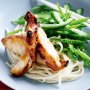 Grilled miso fish with snow pea salad