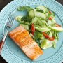 Grilled ocean trout with apple, lime and cucumber salad