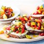 Grilled ricotta bruschetta with sweet and sour tomatoes