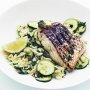 Grilled snapper with zucchini, risoni and parsley