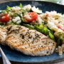 Grilled turkey steaks with quinoa and feta salad