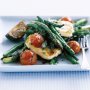 Haloumi and asparagus salad with lime caper dressing