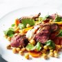 Harissa lamb with spiced chickpea salad