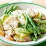 Herb and pepper pork with potato, apple and bean salad
