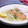 Hot-smoked salmon with fennel, mint & feta salad