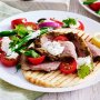 Indian-spiced lamb with green bean and yoghurt salad