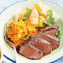 Japanese-style beef with miso mash and daikon salad
