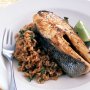 Kaffir lime and chilli pilaf with blue-eye trevalla