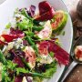 Kangaroo prosciutto, fig and blue cheese salad