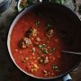 Lamb meatball and lentil korma soup