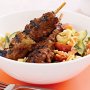 Lamb skewers with crunchy salad