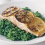 Lemon salmon with minted crushed peas (low-fat)