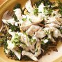 Lentil and poached chicken salad with gremolata