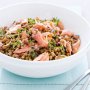 Lentil and smoked trout salad with lemon oil