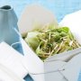 Lettuce and noodle salad with soy dressing
