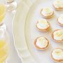 Little tarts of smoked salmon, cottage cheese and quail egg