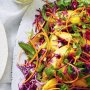 Mango and cabbage salad with lime and jalapeno dressing