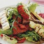 Mesclun, beef and haloumi salad