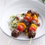 Mexican meatball skewers with rice salad