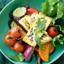 Mint and chilli haloumi with roast vegetable salad