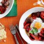 Moroccan baked eggs and sausages