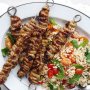 Moroccan beef brochettes with pearl couscous salad