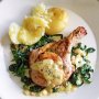 Mustard pork cutlets with creamed spinach