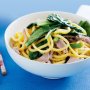 Noodles with tuna and Asian greens