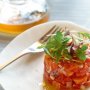 Ocean trout tartare with tomato tea