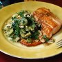 Ocean trout with grape, almond and orzo salad