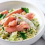 Ocean trout with spring onion and mint couscous
