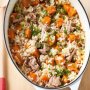 Oven-baked sweet potato and tuna risotto