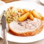 Pan-fried cider and caraway pork with cabbage and apples