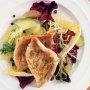 Pan-fried fish with lemon, caper and avocado salad