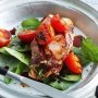 Pancetta-wrapped salmon with spinach salad