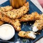 Panko and pea-crumbed snapper