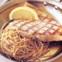 Pasta with chilli oil and grilled swordfish (gluten-free)