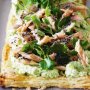 Pea and smoked trout tart