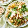 Pearl couscous and cauliflower salad with spiced chicken