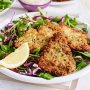 Pepper and parsley beef schnitzels with salad