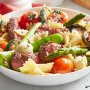 Peppered beef and spring pasta salad