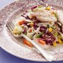 Poached chicken with coleslaw and aioli